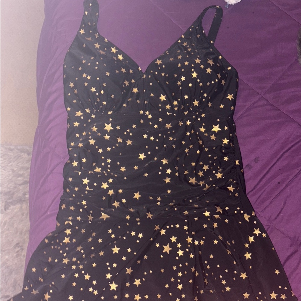 Summer Mae 1 Piece Swim Dress With Swim Short Stars Design Women's XXL